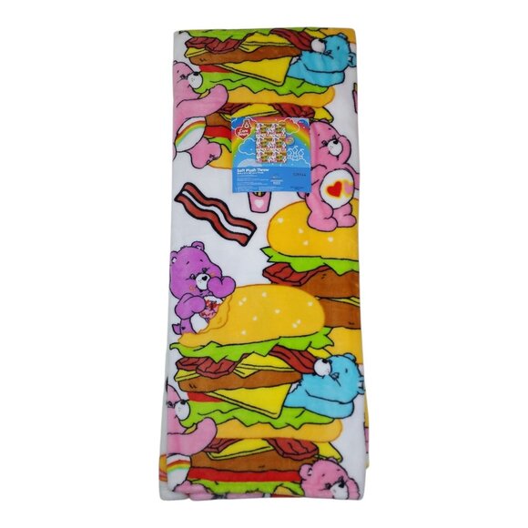 Care Bears Soft Plush Throw Blanket 50" X 70" Polyester Super Soft Hamburgers - Picture 8 of 15